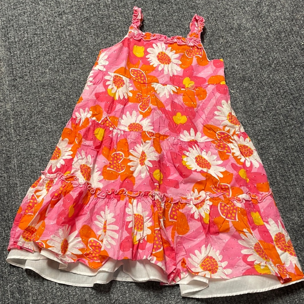 Good lad pink and orange floral sun dress- very ruffly-size 4